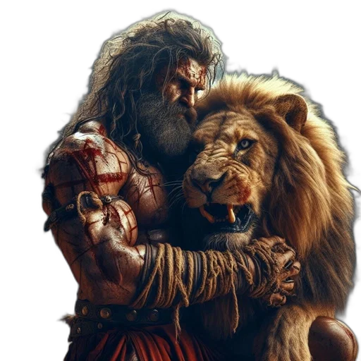 animal, fantasy art, concept art, photorealistic, muscular, man, unkempt, hair transparent PNG cut-out