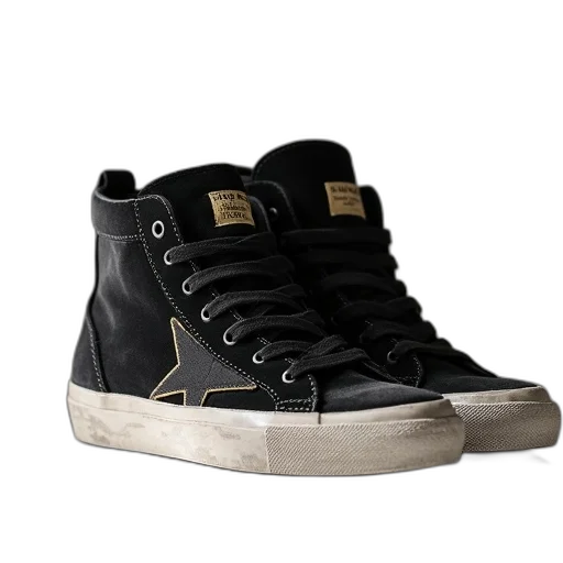 shoes, 3d render, golden, goose, black, top, velvet, sneakers transparent PNG cut-out
