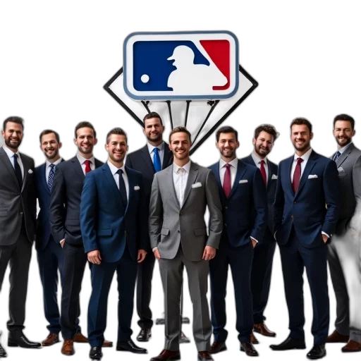 staff, group, men, suits, ties, standing, front, white transparent PNG cut-out