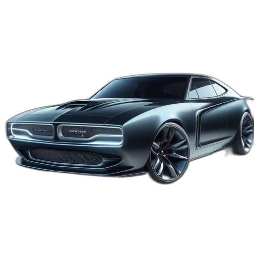 car, photorealistic, 3d render, concept art, sleek, modern, dark, dodge transparent PNG cut-out