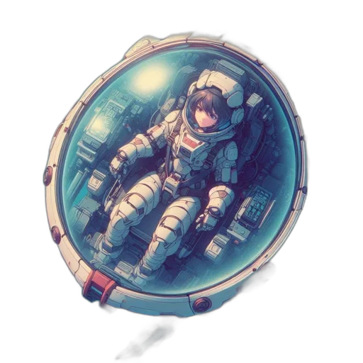 jacket, robot, mask, concept art, pixel art, comic book art, fantasy art, outer space transparent PNG cut-out