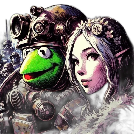 robot, mask, face, weapon, concept art, fantasy art, pixel art, photorealistic transparent PNG cut-out
