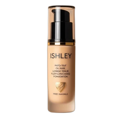 close-up, image, beige, foundation, bottle, clear, cap, label transparent PNG cut-out