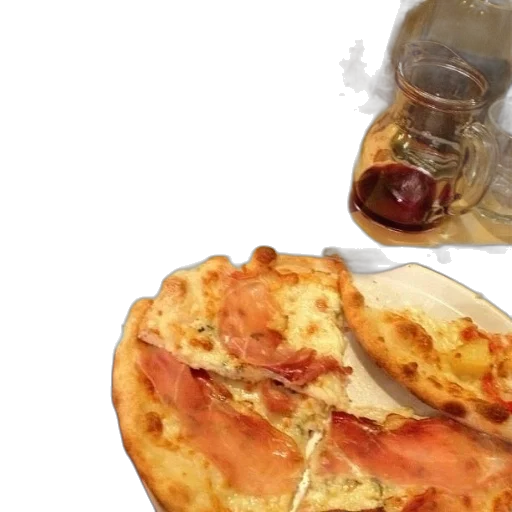 food, photorealistic, 3d render, table, two, plates, pizza, glasses transparent PNG cut-out