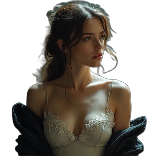 dress, jewelry, jacket, crown, photorealistic, oil painting, concept art, fantasy art transparent PNG cut-out