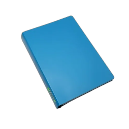 3d render, blue, binder, green, white, logo, spine, closed transparent PNG cut-out