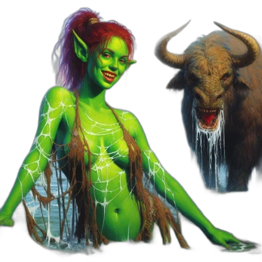 creature, concept art, fantasy art, comic book art, photorealistic, green, neon, enchanting transparent PNG cut-out