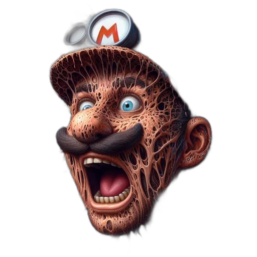 creature, mask, face, hat, concept art, 3d render, photorealistic, cartoon transparent PNG cut-out