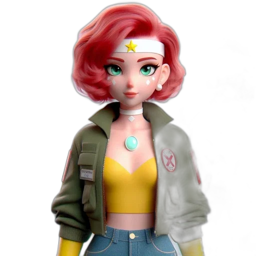 jacket, concept art, 3d render, comic book art, cartoon, animated, figure, red transparent PNG cut-out