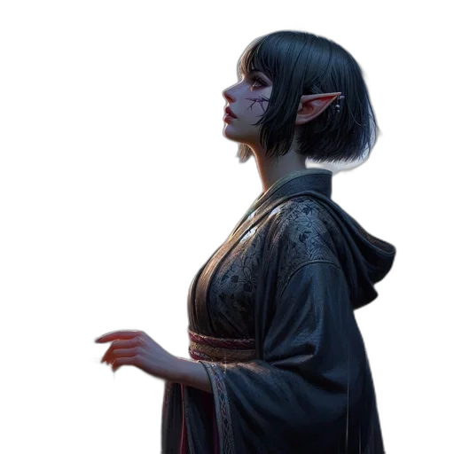 mask, staff, face, dress, concept art, fantasy art, photorealistic, 3d render transparent PNG cut-out