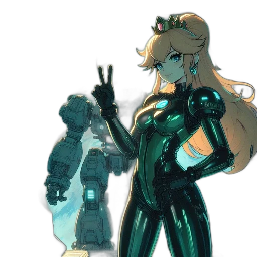 robot, weapon, dress, concept art, pixel art, vaporwave, cyberpunk, outer space transparent PNG cut-out