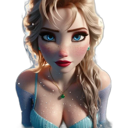 dress, jewelry, face, fantasy art, 3d render, concept art, cartoon, snow transparent PNG cut-out