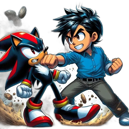 concept art, comic book art, cartoon, anime, fire, young, boy, punches transparent PNG cut-out