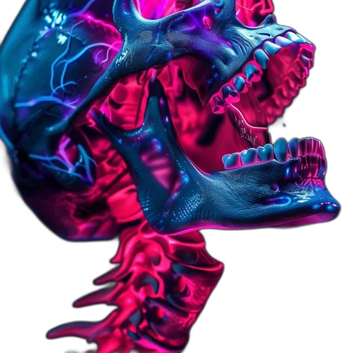 mask, face, creature, robot, 3d render, concept art, vaporwave, cyberpunk transparent PNG cut-out