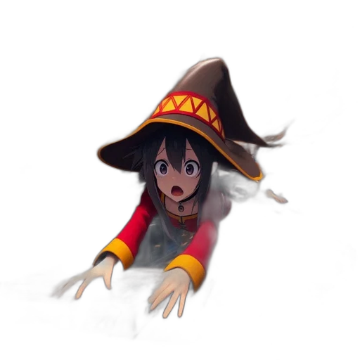 hat, staff, creature, weapon, concept art, 3d render, fantasy art, anime transparent PNG cut-out