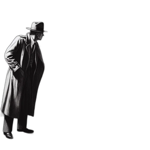 jacket, hat, umbrella, staff, concept art, comic book art, man, long transparent PNG cut-out