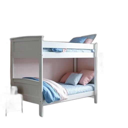 furniture, 3d render, photorealistic, pastel, child, bedroom, white, bunk transparent PNG cut-out