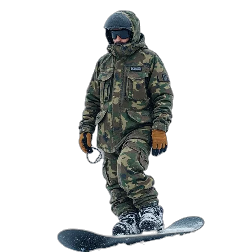 jacket, staff, weapon, concept art, 3d render, man, army, camouflage transparent PNG cut-out