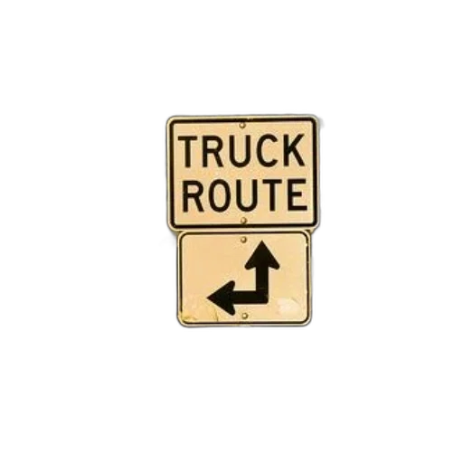 truck, route, sign, arrows, pointing, left, right, set transparent PNG cut-out