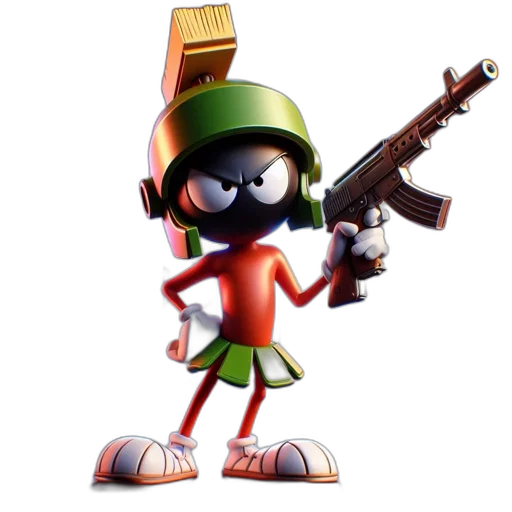 weapon, animal, robot, staff, concept art, 3d render, cartoon, pixel art transparent PNG cut-out