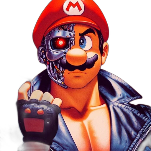 mask, robot, face, weapon, comic book art, concept art, cyberpunk, pixel art transparent PNG cut-out