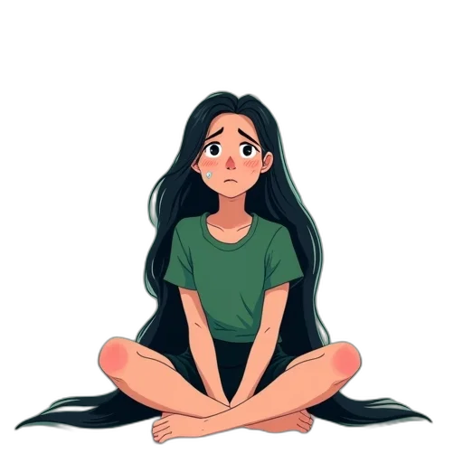 hair, dress, face, creature, cartoon, concept art, watercolor, anime transparent PNG cut-out