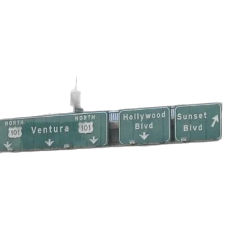 3d render, highway, signs, north, ventura, hollywood, blvd, sunset transparent PNG cut-out