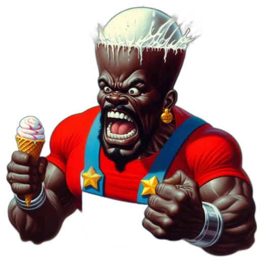 food, staff, face, concept art, comic book art, muscular, dark-skinned, man transparent PNG cut-out