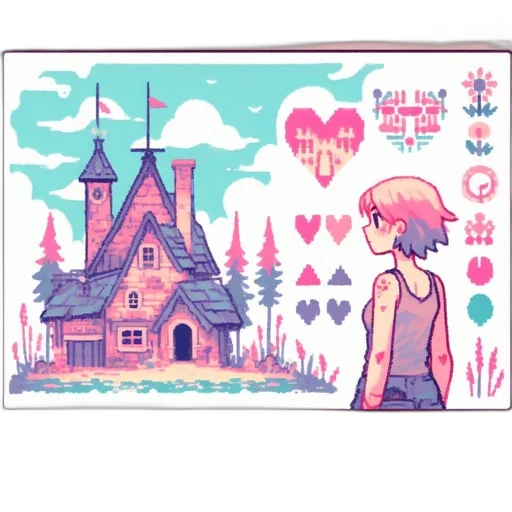 building, dress, concept art, pixel art, watercolor, anime, forest, city street transparent PNG cut-out