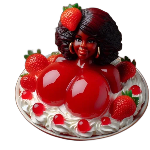 food, crown, 3d render, photorealistic, life-like, red-exterior, dessert, sculpture transparent PNG cut-out
