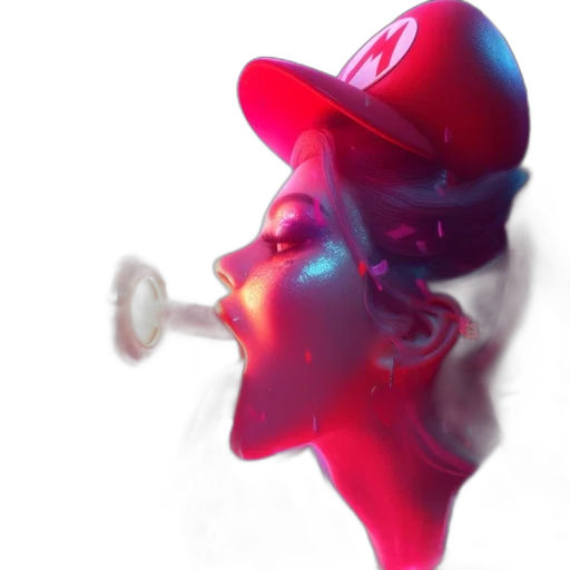hat, mask, face, crown, 3d render, concept art, vaporwave, photorealistic transparent PNG cut-out