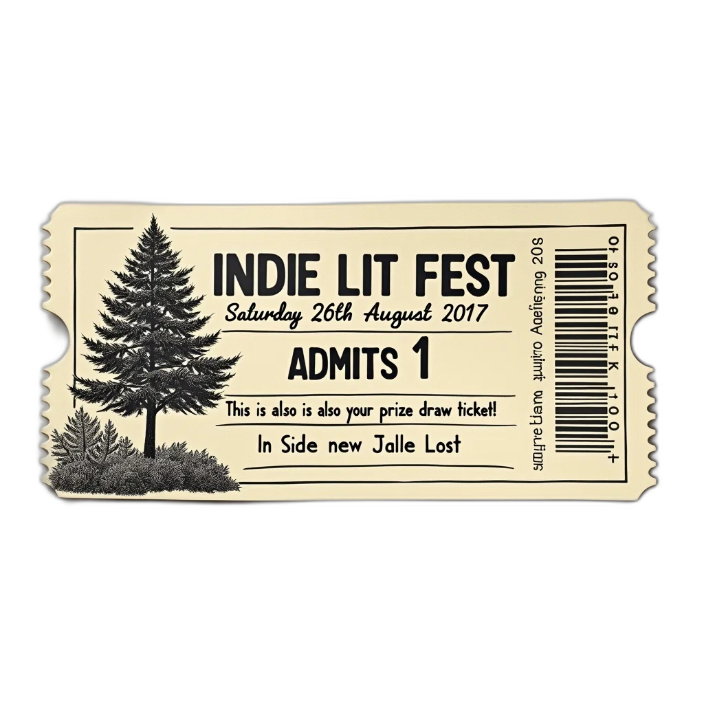 ticket, stub, text, indie, lit, fest, free, event transparent PNG cut-out