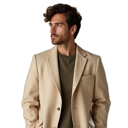 jacket, earth tones, golden, man transparent PNG cut-out