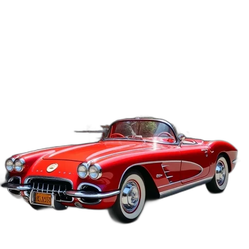 car, 3d render, photorealistic, concept art, red, white, classic, corvette transparent PNG cut-out