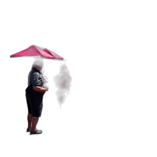 umbrella, dress, hat, staff, 3d render, concept art, vaporwave, photorealistic transparent PNG cut-out