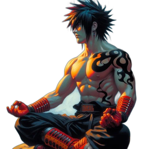 concept art, comic book art, fantasy art, photorealistic, muscular, man, dragon, tattoo transparent PNG cut-out