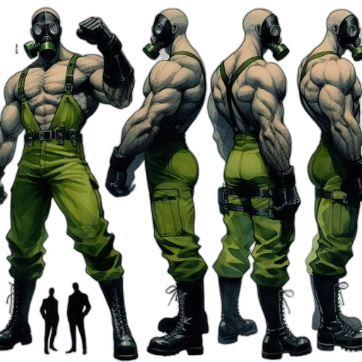 concept art, comic book art, cyberpunk, fantasy art, earth tones, green, character, design transparent PNG cut-out