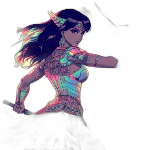 dress, fantasy art, concept art, comic book art, watercolor, neon lights, outer space, fire transparent PNG cut-out