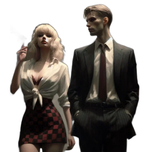 dress, jacket, concept art, comic book art, photorealistic, pixel art, city street, fog transparent PNG cut-out