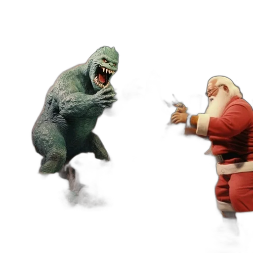 creature, concept art, 3d render, wintery, snow-clad, night, santa, claus transparent PNG cut-out