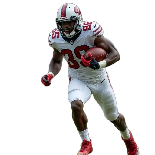 football, player, runs, yard, gain, during, game transparent PNG cut-out
