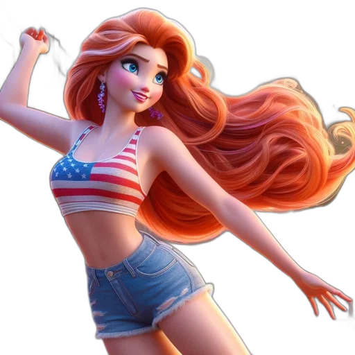 hair, cartoon, concept art, 3d render, comic book art, animated, female, character transparent PNG cut-out