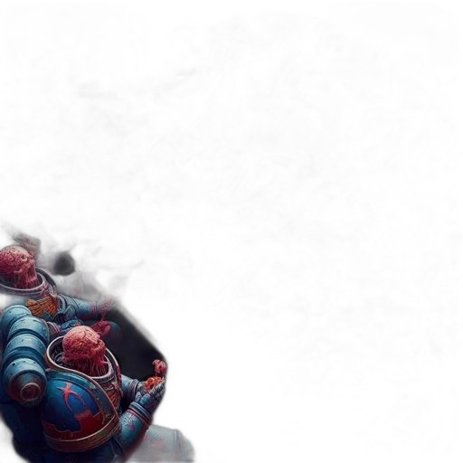 weapon, mask, robot, concept art, fantasy art, pixel art, comic book art, fog transparent PNG cut-out