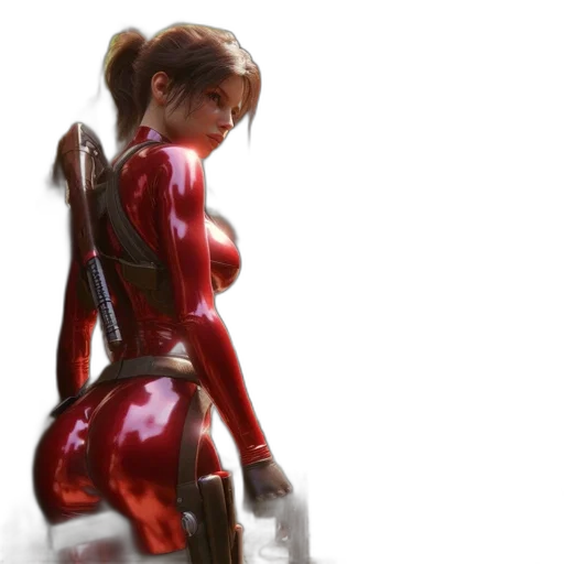 robot, weapon, concept art, comic book art, 3d render, fantasy art, red, woman transparent PNG cut-out