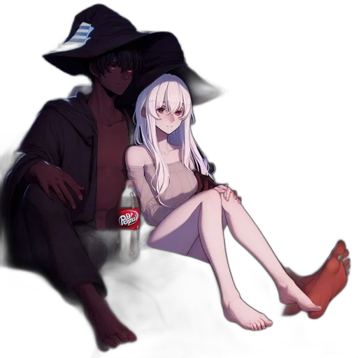 bottle, dress, hat, pixel art, anime, concept art, fantasy art, night transparent PNG cut-out