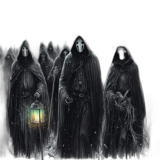 mask, staff, concept art, fantasy art, comic book art, pixel art, fog, snow transparent PNG cut-out