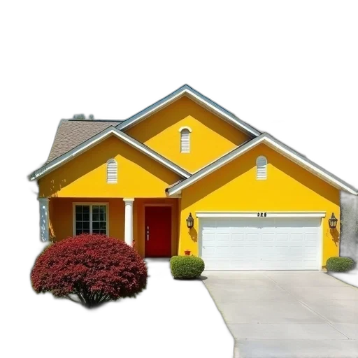 building, 3d render, photorealistic, concept art, golden, colorful, yellow, house transparent PNG cut-out