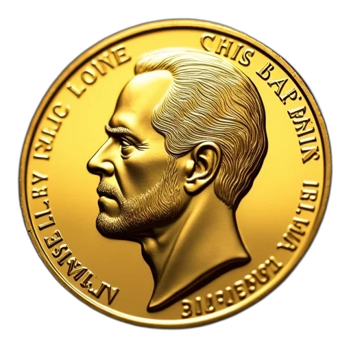 face, gold, coin, man, profile, side transparent PNG cut-out