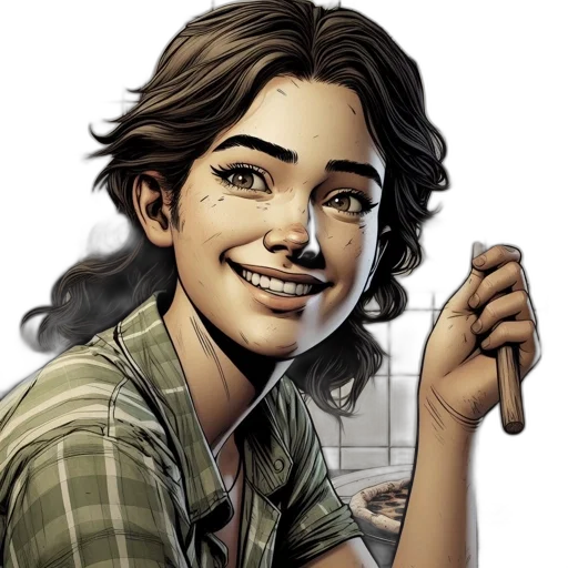 face, comic book art, cartoon, photorealistic, concept art, smiling, young, woman transparent PNG cut-out