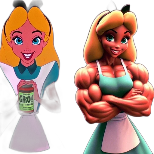 3d render, concept art, cartoon, comic book art, image, juxtaposes, traditional, alice transparent PNG cut-out